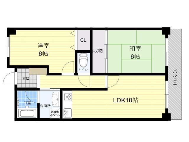 山田マンションビューテラス(2LDK/4階)の間取り写真