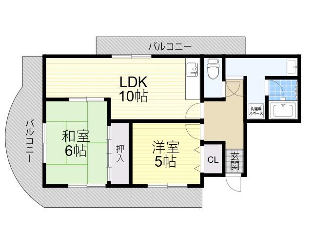 山田マンションビューテラス(2LDK/2階)の間取り写真