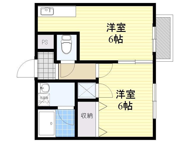光栄ハイツ江坂(1DK/2階)の間取り写真