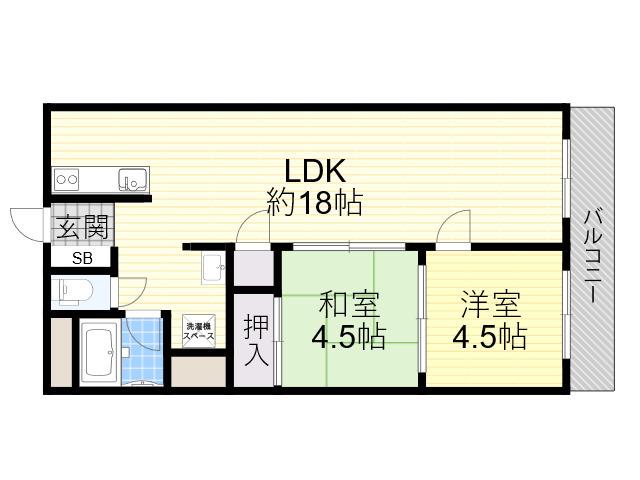 第2ハイツ幸和(2LDK/1階)の間取り写真