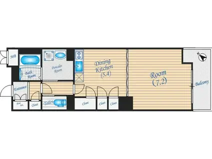 レジデンス桃山台(ワンルーム/2階)の間取り写真