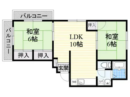 マンション翠(2LDK/3階)の間取り写真