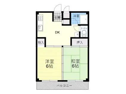 ハマビル(2DK/4階)の間取り写真