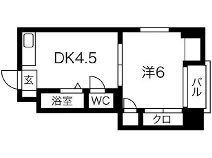 江坂はなヴィラ(1DK/4階)の間取り写真