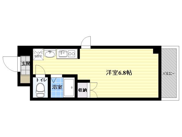 アヴァンセクール江坂(1K/2階)の間取り写真