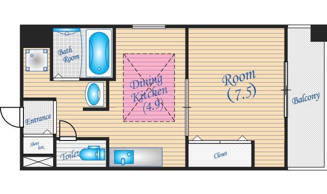 第18関根マンション(1DK/7階)の間取り写真