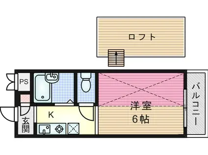 プレサージュ江坂Ⅱ(1K/2階)の間取り写真
