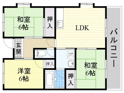 エクレール五月が丘(3LDK/3階)の間取り写真