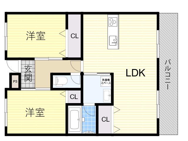 エクレール五月が丘(2LDK/4階)の間取り写真