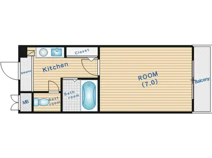 シャトレ豊津(1K/4階)の間取り写真