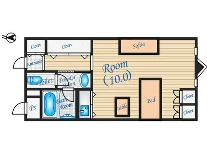 江坂アパートメント(ワンルーム/6階)の間取り写真