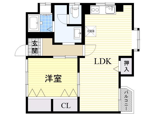 伊丹ビル(1LDK/3階)の間取り写真