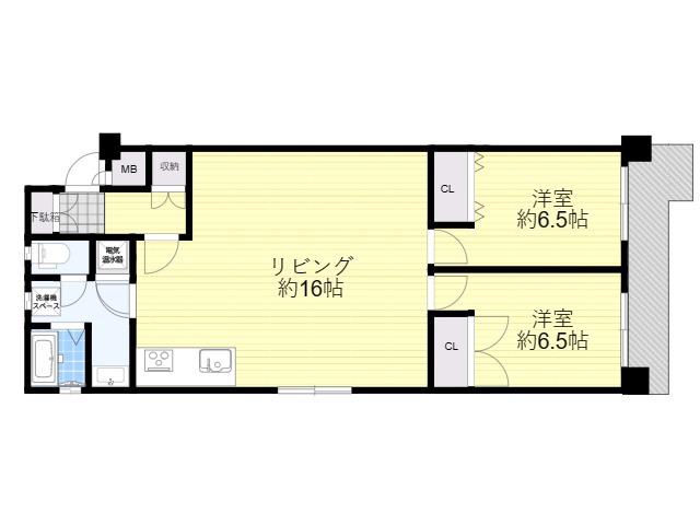 パルムハウス江坂(2LDK/8階)の間取り写真