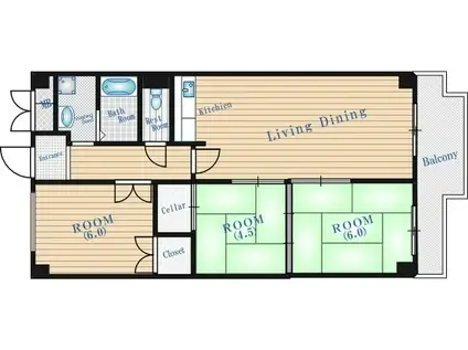 レクシア北条(3LDK/1階)の間取り写真