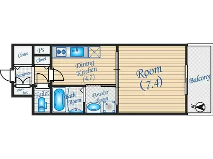 バーゼル江坂(1DK/6階)の間取り写真
