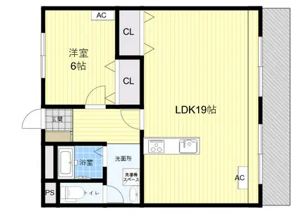 コーポ津雲台(1LDK/3階)の間取り写真
