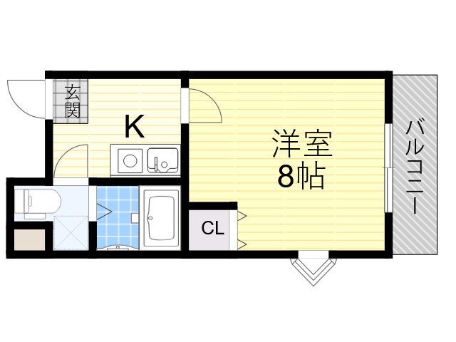 INOVE上山手(ワンルーム/1階)の間取り写真