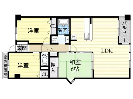 アジュール上野西(3LDK/2階)の間取り写真