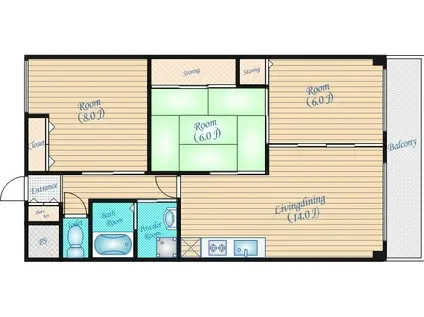 ロイヤル翠(2SLDK/3階)の間取り写真