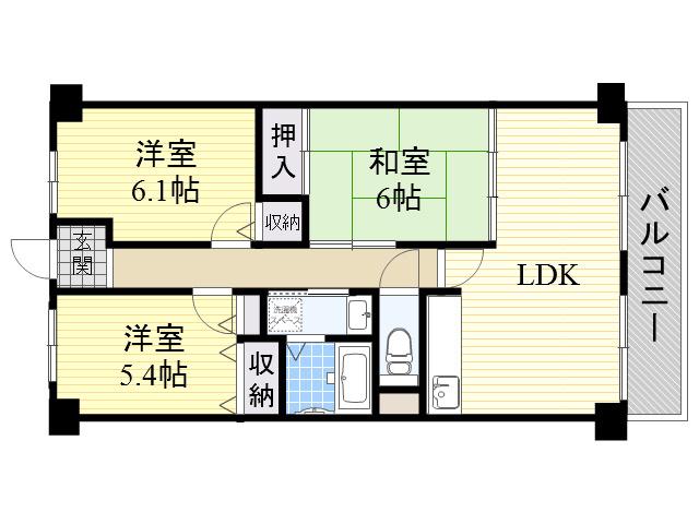 プレステージ上山手(3LDK/6階)の間取り写真