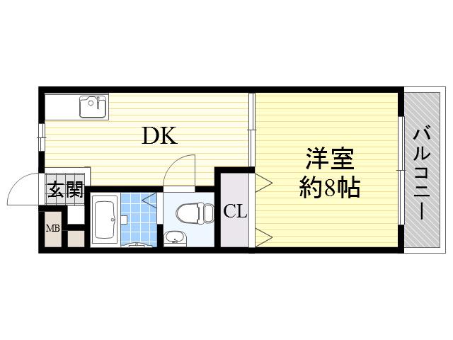 千里山西コーポ第1ビル(1DK/1階)の間取り写真