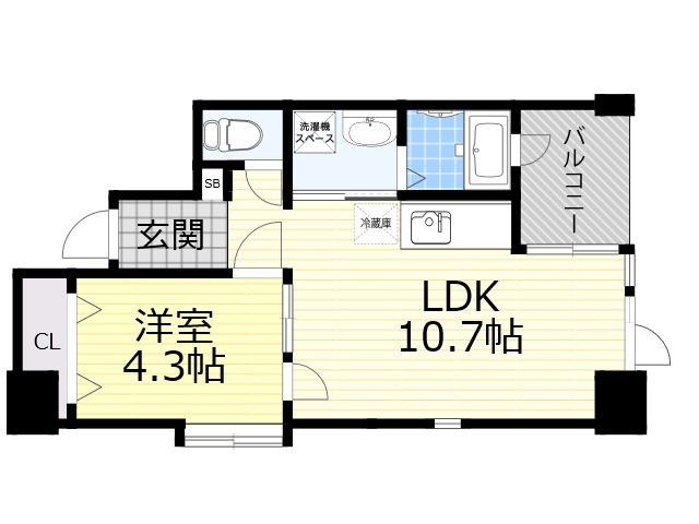 グランシャリオ千里中央(1LDK/8階)の間取り写真