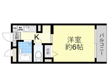 コムズハウス千里中央Ⅰ(1K/2階)の間取り写真