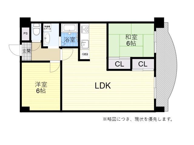 パークハイツアイリス2号館(2LDK/2階)の間取り写真