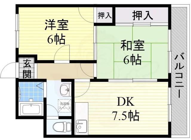 プレアール吹田サウス(2DK/3階)の間取り写真