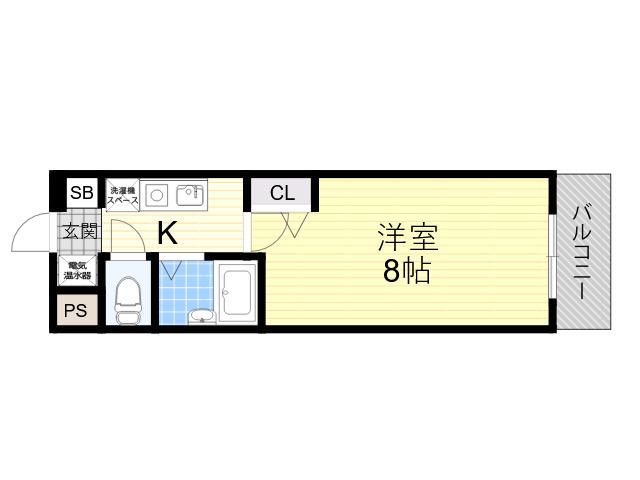 北大阪急行電鉄 緑地公園駅 徒歩14分 5階建 築29年(1K/2階)の間取り写真