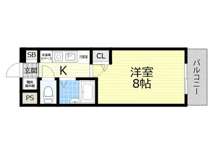 北大阪急行電鉄 緑地公園駅 徒歩14分 5階建 築27年(1K/1階)の間取り写真