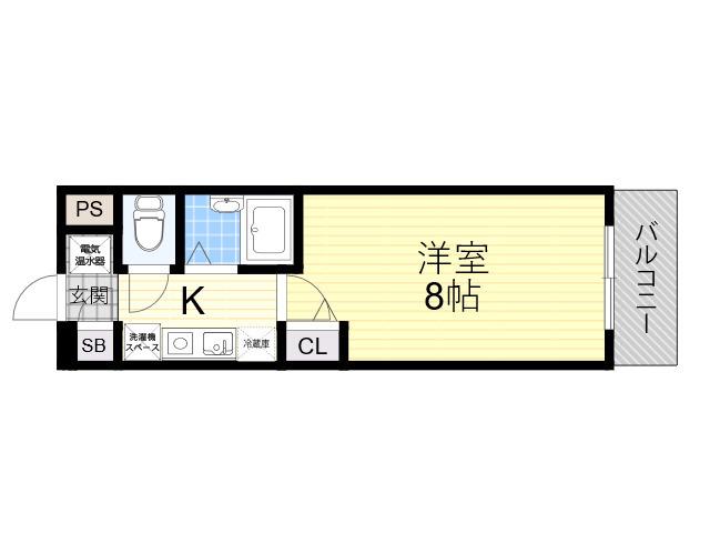北大阪急行電鉄 緑地公園駅 徒歩14分 5階建 築29年(1K/5階)の間取り写真