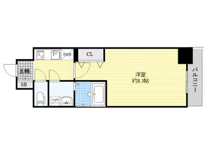 エスリード江坂公園(1K/3階)の間取り写真