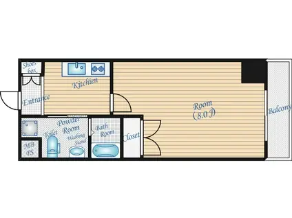 S-FORT江坂LIBERTS(1K/4階)の間取り写真
