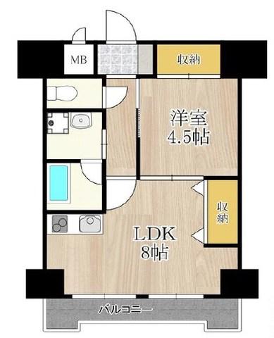 パークモダン新大阪(1LDK/9階)の間取り写真
