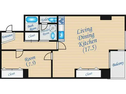 ユニライフ江坂2(1LDK/2階)の間取り写真