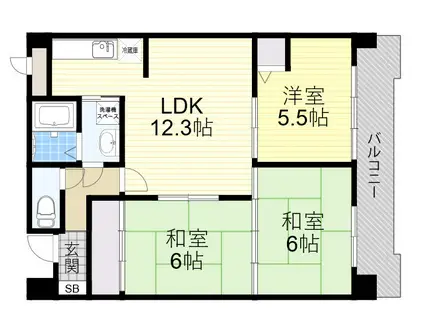 ベルヴュー五月ヶ丘(3LDK/1階)の間取り写真