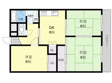 入江マンションD棟(3DK/2階)の間取り写真
