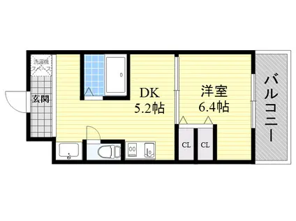 第6関根マンション(1DK/6階)の間取り写真