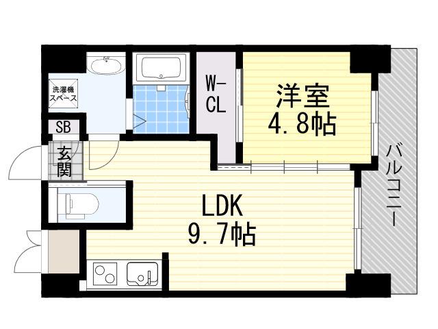 ノルデンハイム江坂Ⅲ(1LDK/8階)の間取り写真