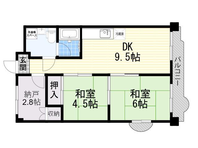 ハイツフルカワ(2SDK/5階)の間取り写真