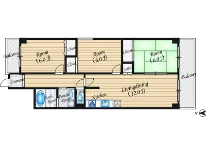 エスポワールトキワ(3LDK/3階)の間取り写真