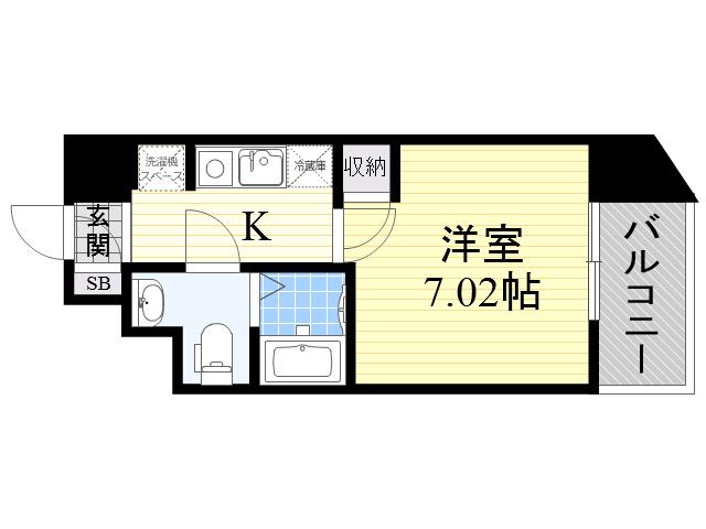 ドゥーエ江坂3(1K/15階)の間取り写真