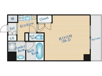 サンロワール江坂リュッセ(1K/6階)の間取り写真