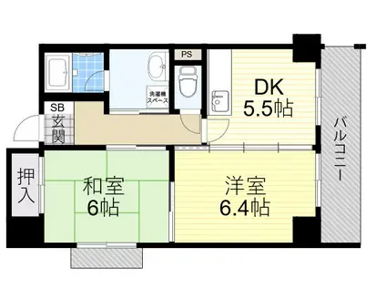 緑地JIRO2(2DK/7階)の間取り写真