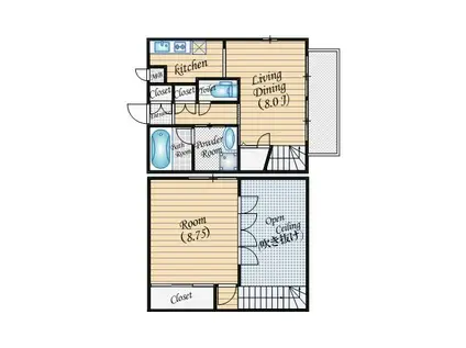 オークベッツ(1LDK/1階)の間取り写真