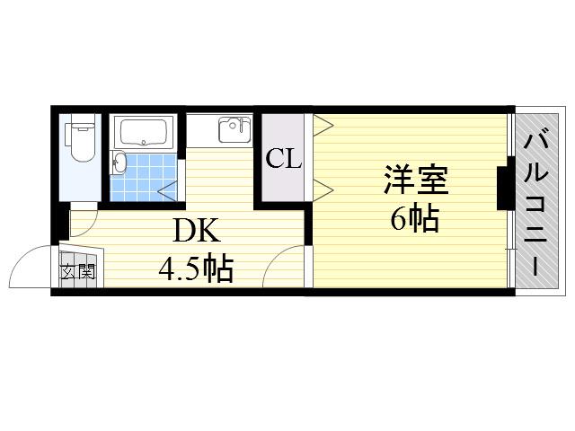 アイワステーションビルⅥ号館(1DK/3階)の間取り写真