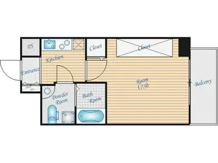 SERENITE江坂四番館(1K/6階)の間取り写真