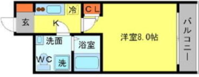 SERENITE江坂四番館(1K/8階)の間取り写真