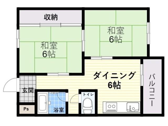 日の出マンション(2DK/3階)の間取り写真